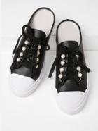 Shein Faux Pearl Embellished Lace Up Pu Shoes