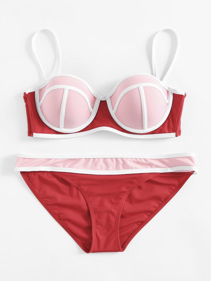 Shein Contrast Trim Bikini Set