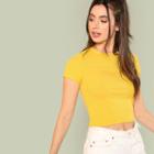 Shein Rib Knit Crop Fitted Tee