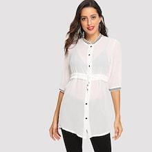 Shein Drawstring Chiffon Coat