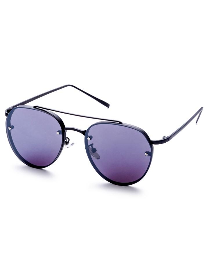 Shein Metal Frame Double Bridge Purple Lens Aviator Sunglasses