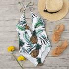 Shein Tropical Print V Plunge Swimsuit