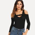 Shein Cut Out Solid Fitted Tee