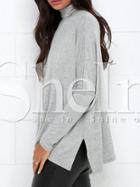 Shein Grey Long Sleeve High Neck T-shirt