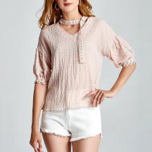 Shein Lace Crochet Contrast Choker Neck Top