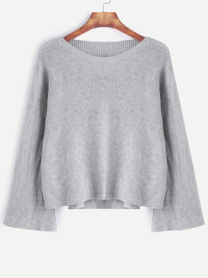 Shein Grey Drop Shoulder High Low Sweater