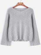 Shein Grey Drop Shoulder High Low Sweater