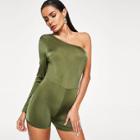 Shein One Shoulder Solid Romper