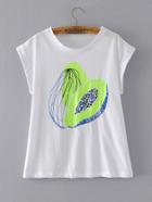 Shein Papaya Print Cap Sleeve Tee