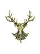 Shein Vintage Style Antique Gold Color Metal Antlers Deer Head Brooches