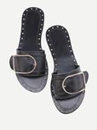 Shein Buckle Design Studded Slip On Sandals