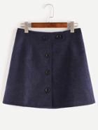 Shein Navy Button Up A Line Skirt