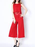 Shein Red Elegance Top With Belted Pants