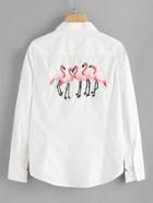 Shein Flamingo Embroidery Blouse