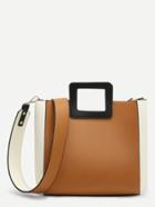 Shein Two Tone Buckle Design Pu Bag