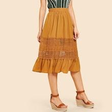 Shein Lace Insert Flounce Hem Skirt