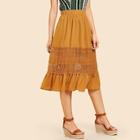 Shein Lace Insert Flounce Hem Skirt