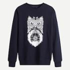 Shein Men Raglan Sleeve Owl Print Sweatshirt