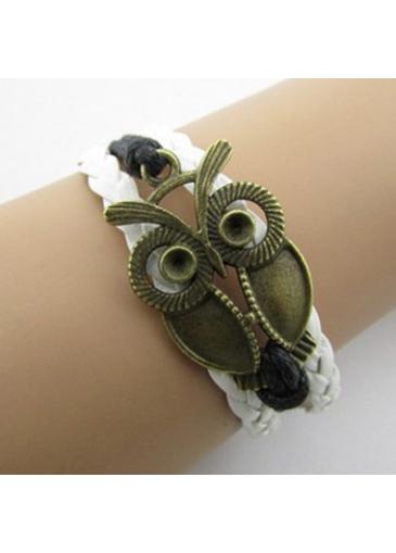 Rosewe Black And White Braided Owl Bracelet