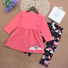 Shein Girls Rainbow Print Tee With Cartoon Print Pants