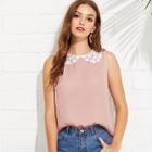 Shein Shell Top With Lace Peter Pan Collar