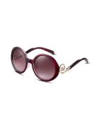 Shein Burgundy Frame Swirl Arm Round Lens Sunglasses