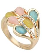 Shein Multicolor Gemstone Gold Hollow Ring