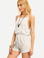 Shein Multicolor Striped Sleeveless Tie Waist Jumpsuit