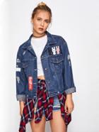 Shein Ripped Drop Shoulder Denim Jacket