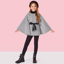 Shein Girls Knot Front Poncho Jacket