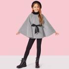 Shein Girls Knot Front Poncho Jacket