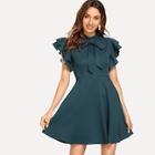 Shein Flutter Sleeve Fit & Flare Dress