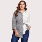 Shein Plus Self Tie Cut And Sew Shirt
