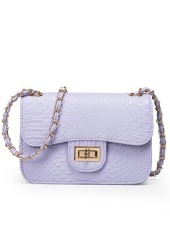 Shein Faux Crocodile Embossed Leather Turnlock Flap Bag - Purple