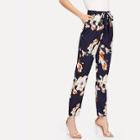 Shein Self Belted Floral Tapered Pants