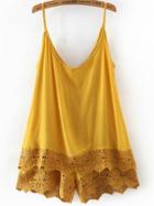 Shein Yellow Spaghetti Strap Lace Jumpsuit