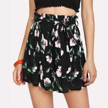 Shein Self Tie Waist Wide Leg Floral Shorts