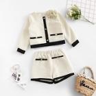 Shein Girls Appliques Front Button Top & Shorts Set