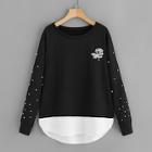 Shein Plus Pearls And Embroidery 2 In 1 Sweatshirt