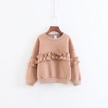 Shein Girls Drop Shoulder Frill Trim Sweatshirt