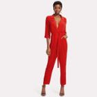 Shein Collared Overlap V Neck Jumpsuit