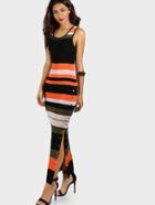 Shein Snap Button Bodycon Maxi Dress Multi