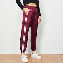 Shein Striped Seam Elastic Belt Pants