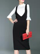 Shein White Knit Bell Sleeve Two-piece Dress