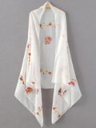 Shein White Flower Embroidery Vintage Scarf
