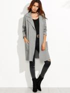 Shein Heather Grey Drop Shoulder Open Front Sweater Coat With Pockets