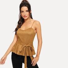 Shein Tie Waist Cami Peplum Top