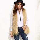 Shein Beige Faux Fur Vest Coat