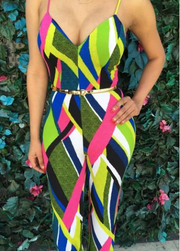 Rosewe Strap Design Multicolored Ankle Length Jumpsuit