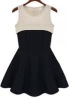 Rosewe Laconic Round Neck Sleeveless Color Block Mini Dress